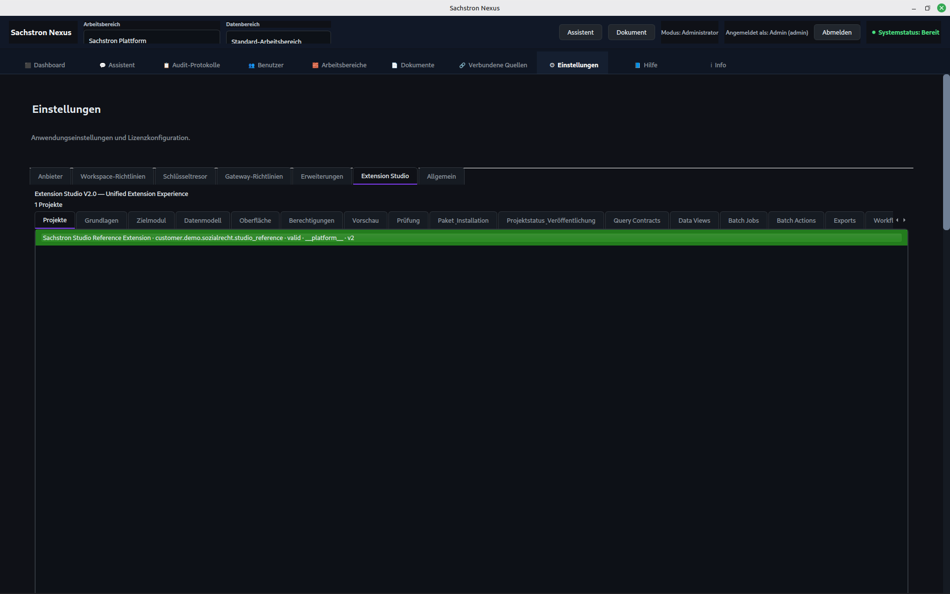Sachstron Nexus Extension Studio mit geführtem Modullebenszyklus